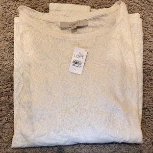 LOFT white/cream long sleeve blouse L lace look